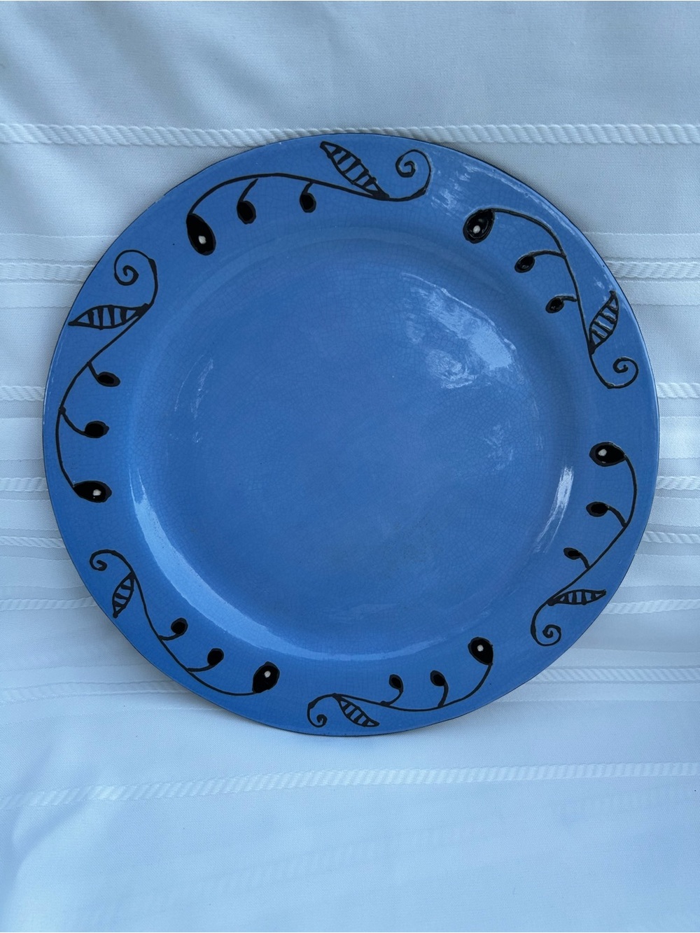 Vintage KRI KRI 93 Studio Art Pottery Plate Signed Home Decor Accents Boho Blue